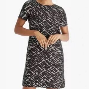 NWT J. Crew Factory Black & Metallic Gold Heart Print Shift Dress